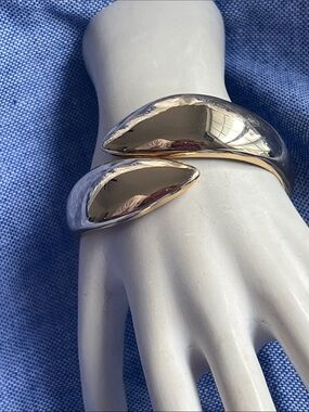 Polished gold tone Open Cuff Bracelet